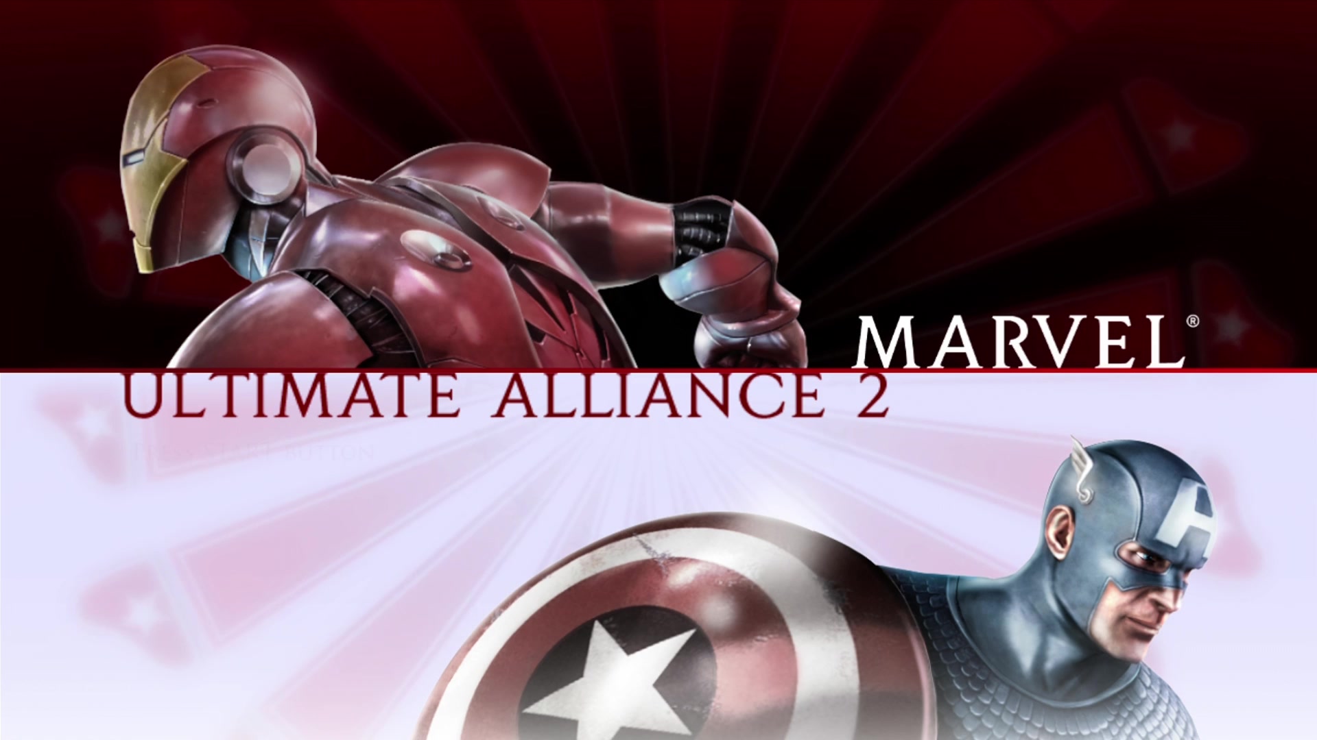 Marvel: Ultimate Alliance title screen for Xbox 360